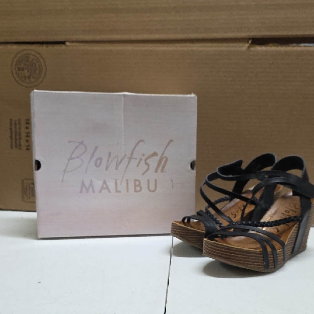 Blowfish Black Strappy Wedges